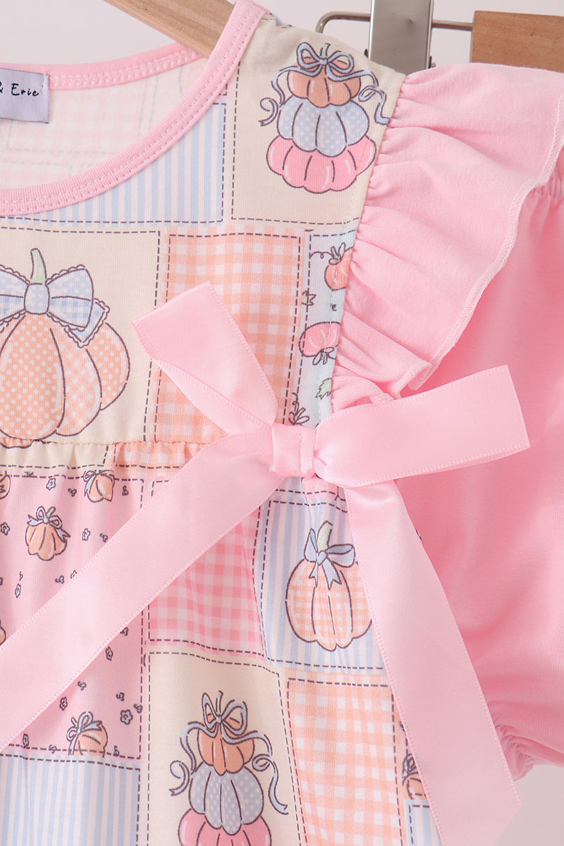 Pink pumpkin ruffle bloomer set
