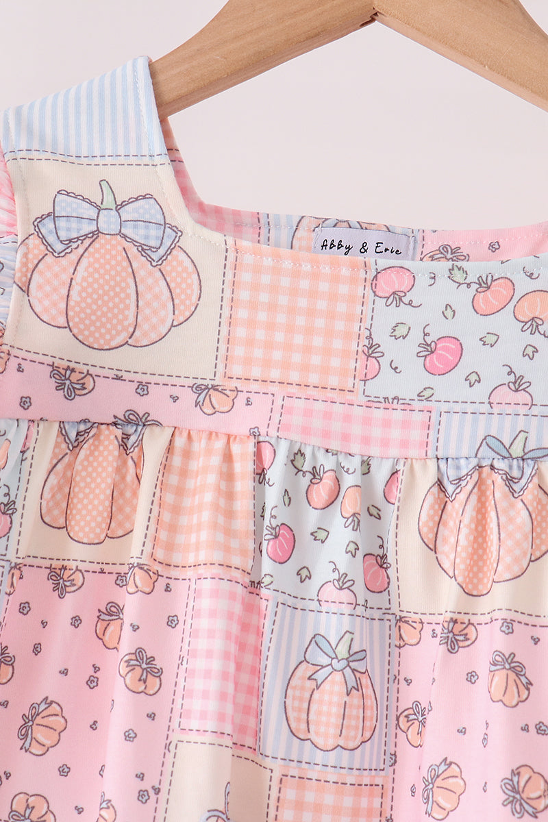 Pink pumpkin ruffle pants set