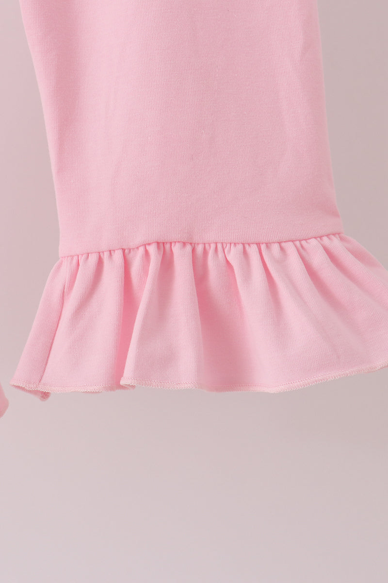 Pink pumpkin ruffle pants set