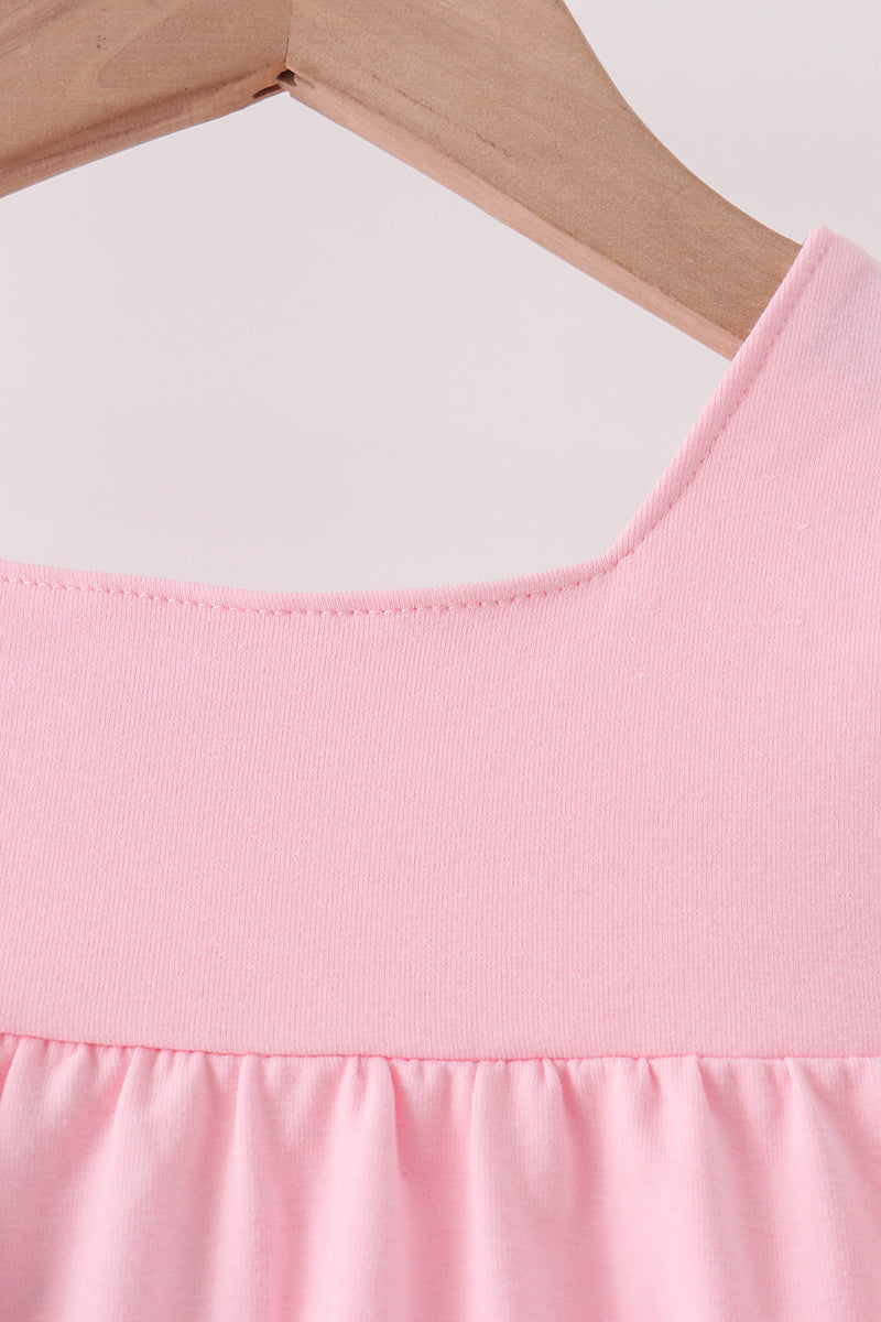 Pink nutcracker embroidery ruffle dress