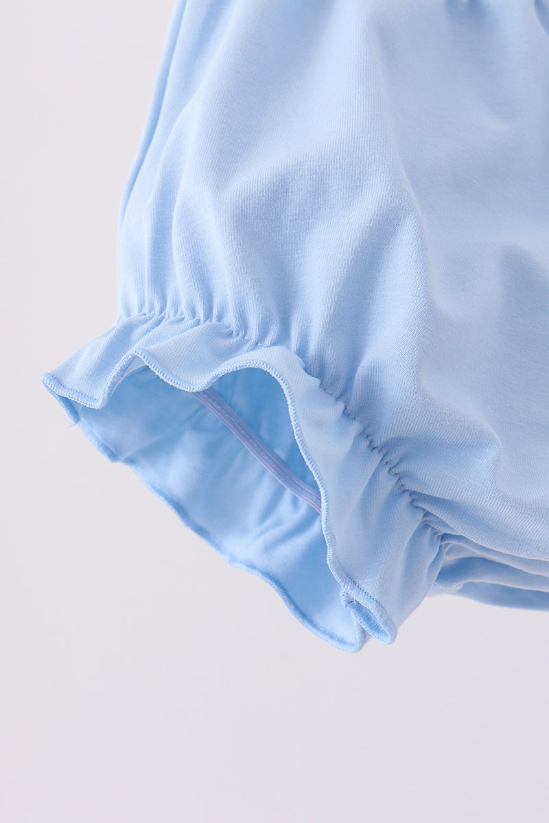 Blue bow embroidery bloomer set