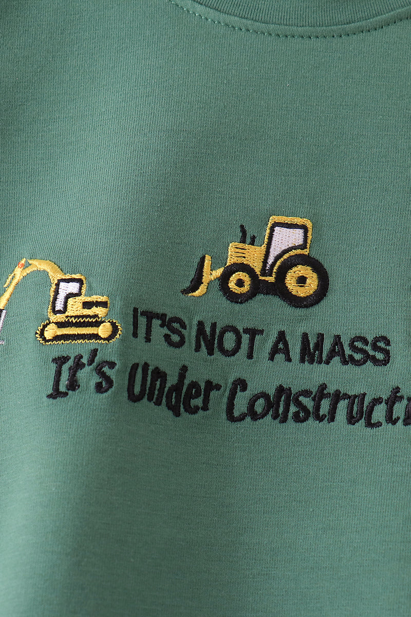 Green construction vehicle embroidery bubble