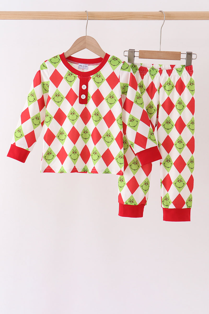 Red grinch print pajama set