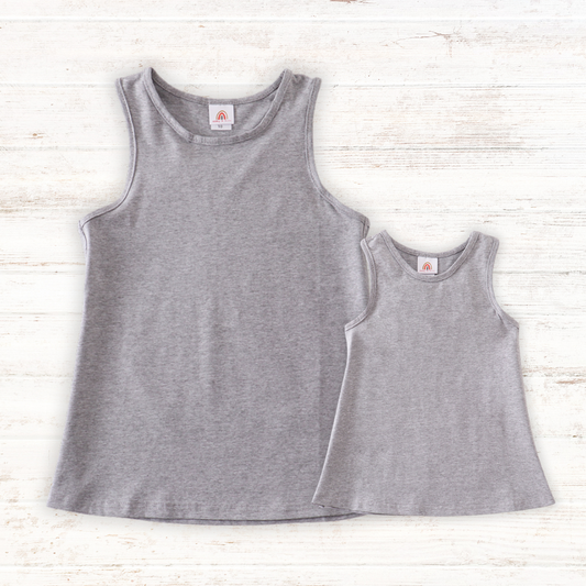 Heather grey blank basic kids teens adult tank top