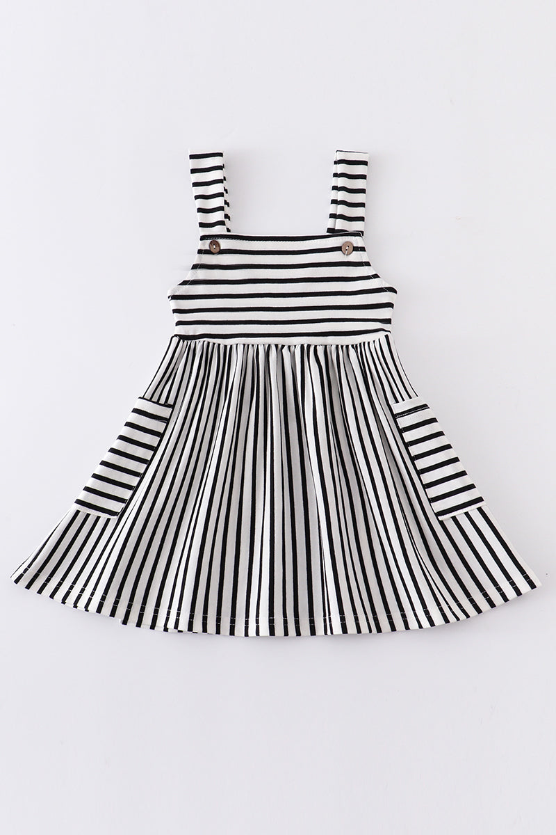 Black stripe strap girl dress