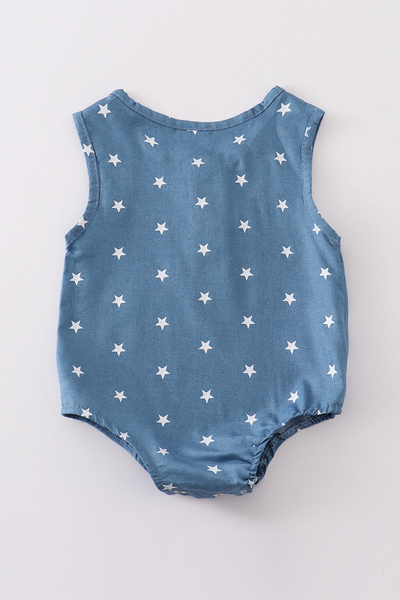 Navy star print boy bubble