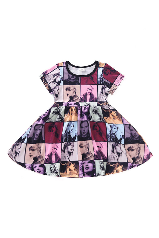 T*a*y*l*o*r**S*w*i*f*t* Plaid music fan print twirl dress