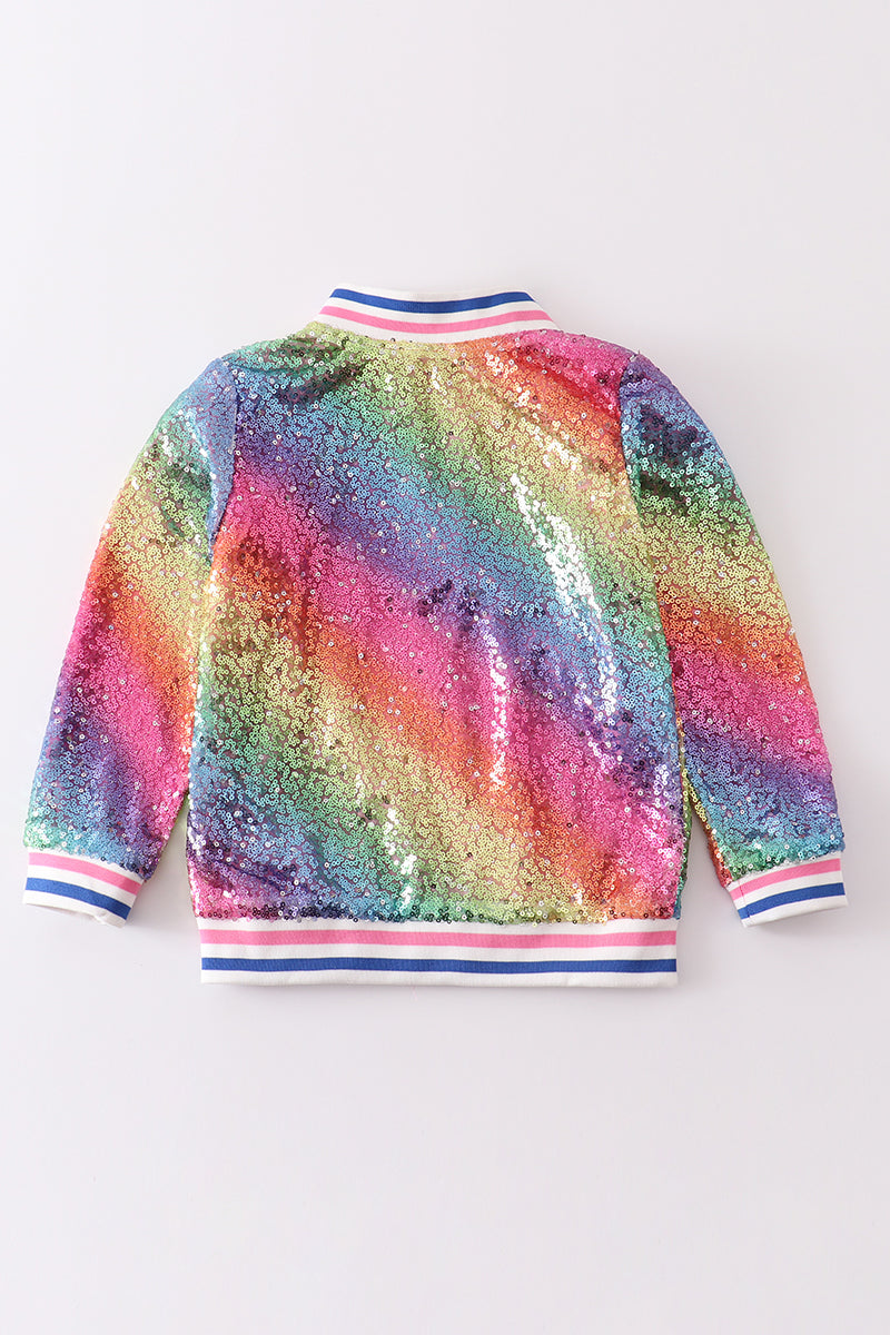 Ombre sequin bomber jacket