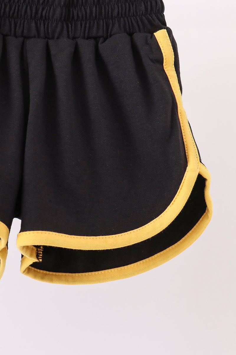 Black bow active shorts set