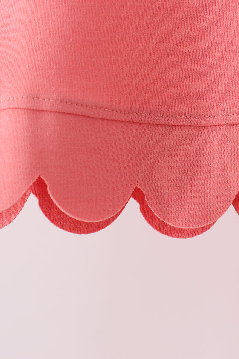 Coral scalloped active pants set