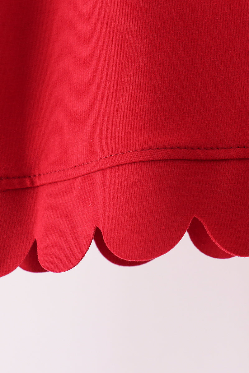 Red scalloped active pants set