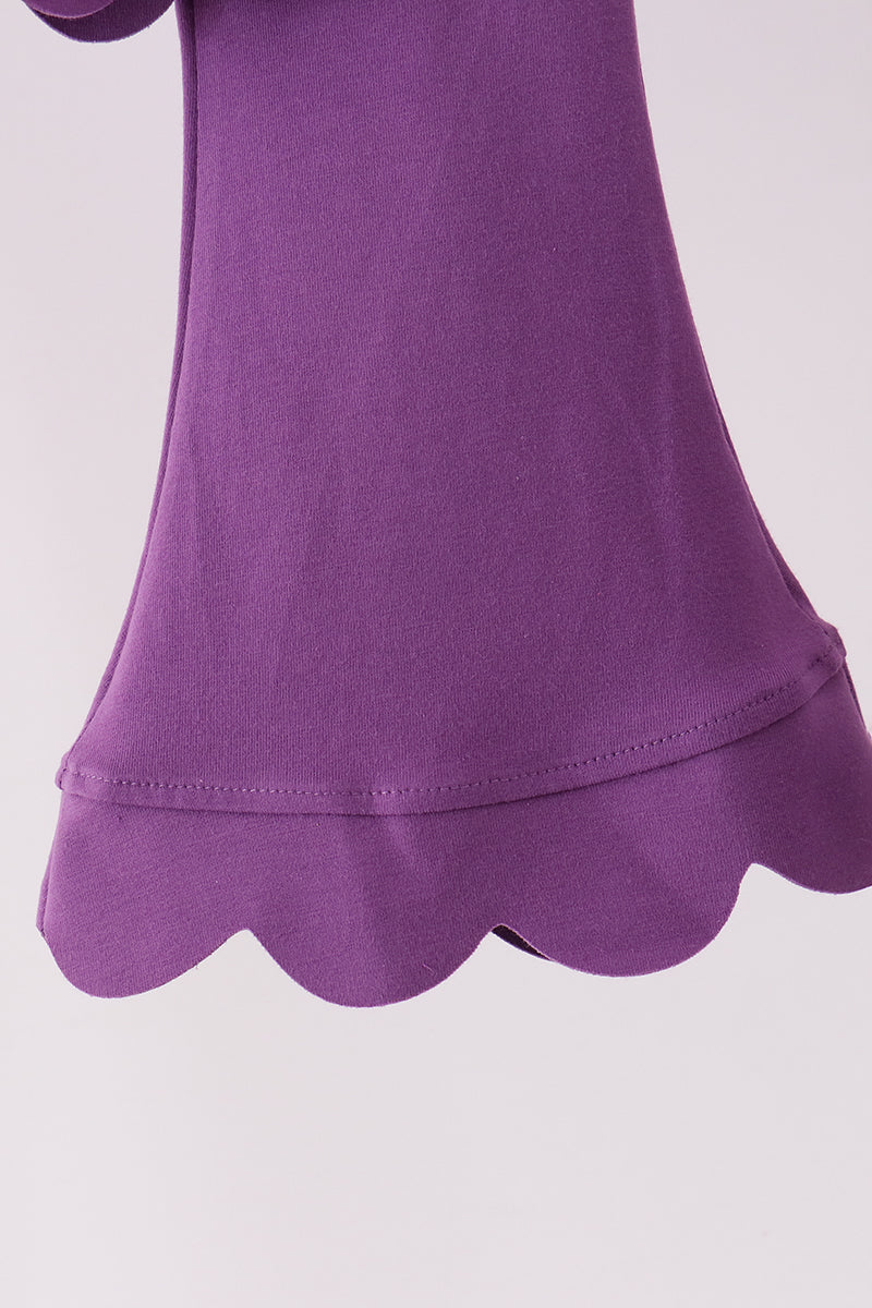 Purple sclloped active pants set