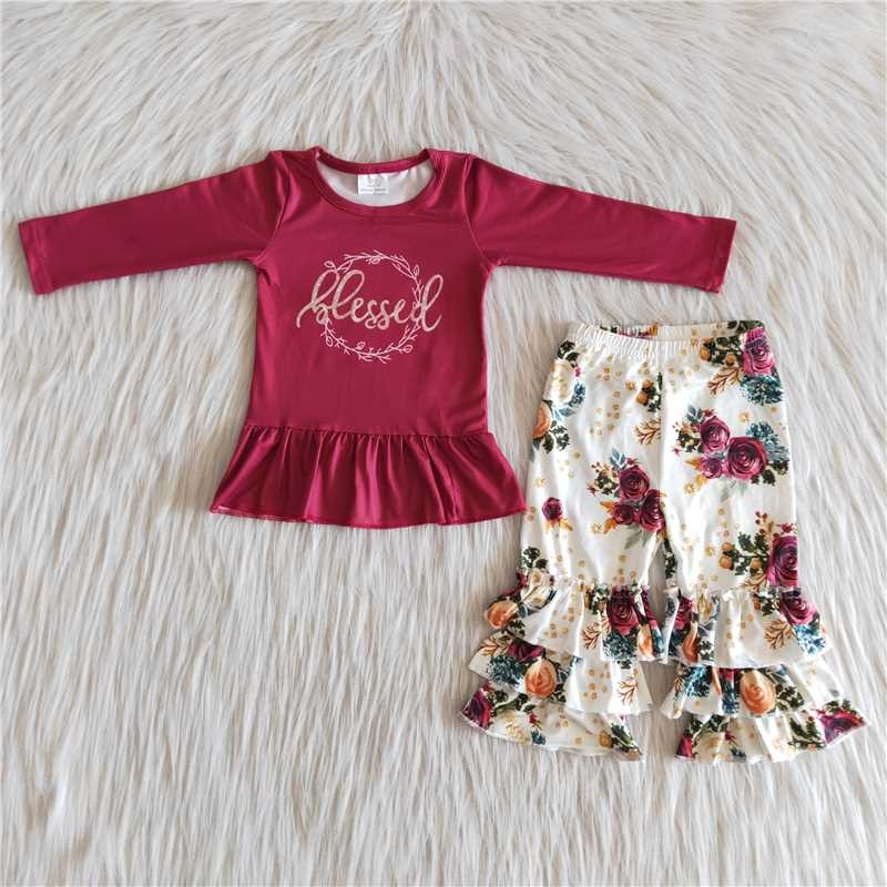 “Blessed” Top & Floral Pants