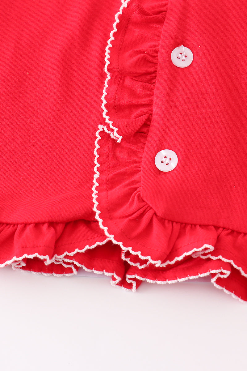 Premium Red ruffle girl pajama set