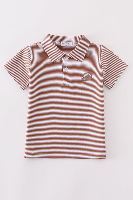 football Premium Khaki stripe embroidery stripe boy shirt