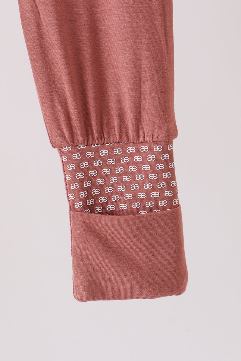 Dusty rose ruffle zipper bamboo anti-slip romper – view 4
