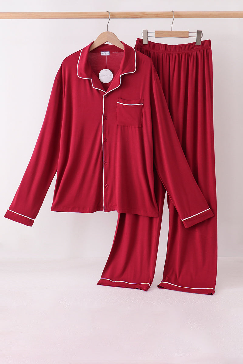 Burgundy bamboo mom pajama set – wholesale for boutiques | Honeydew USA