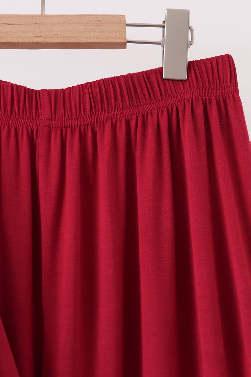 Burgundy bamboo mom pajama set – view 3
