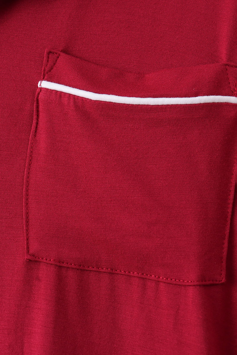 Burgundy bamboo mom pajama set – view 4