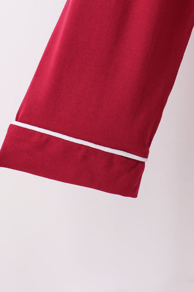 Burgundy bamboo mom pajama set – view 5