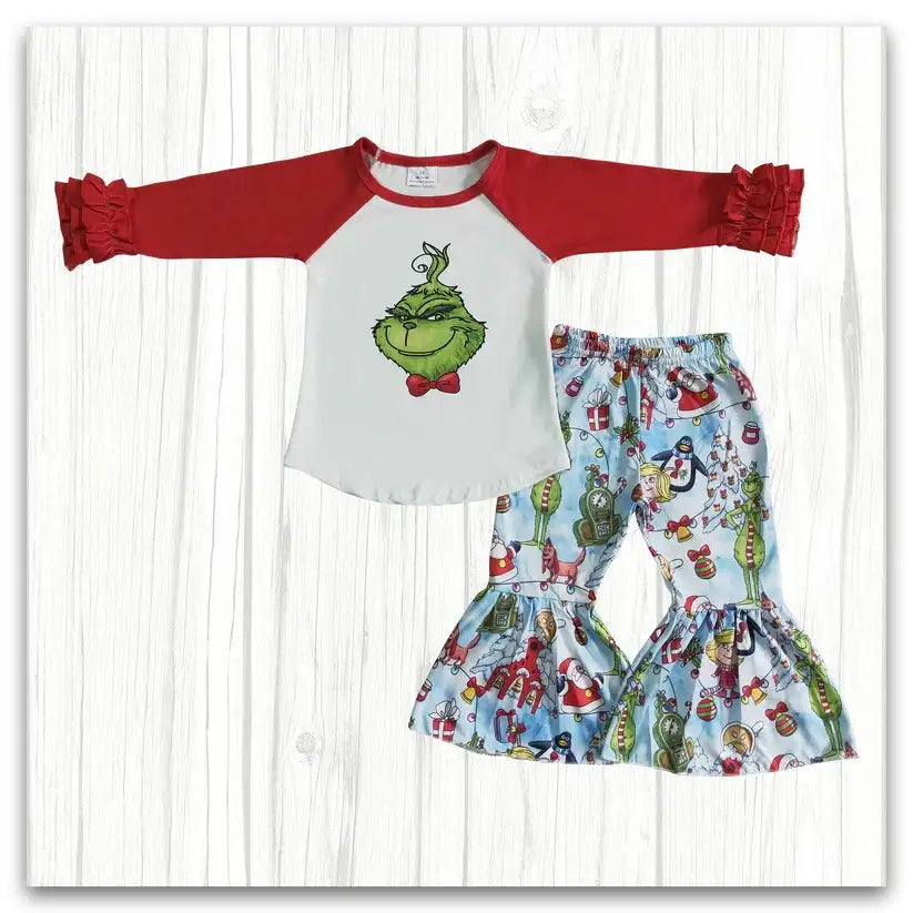 G*r*i*n*c*h* Long Sleeve Top & Blue Grinch Pants