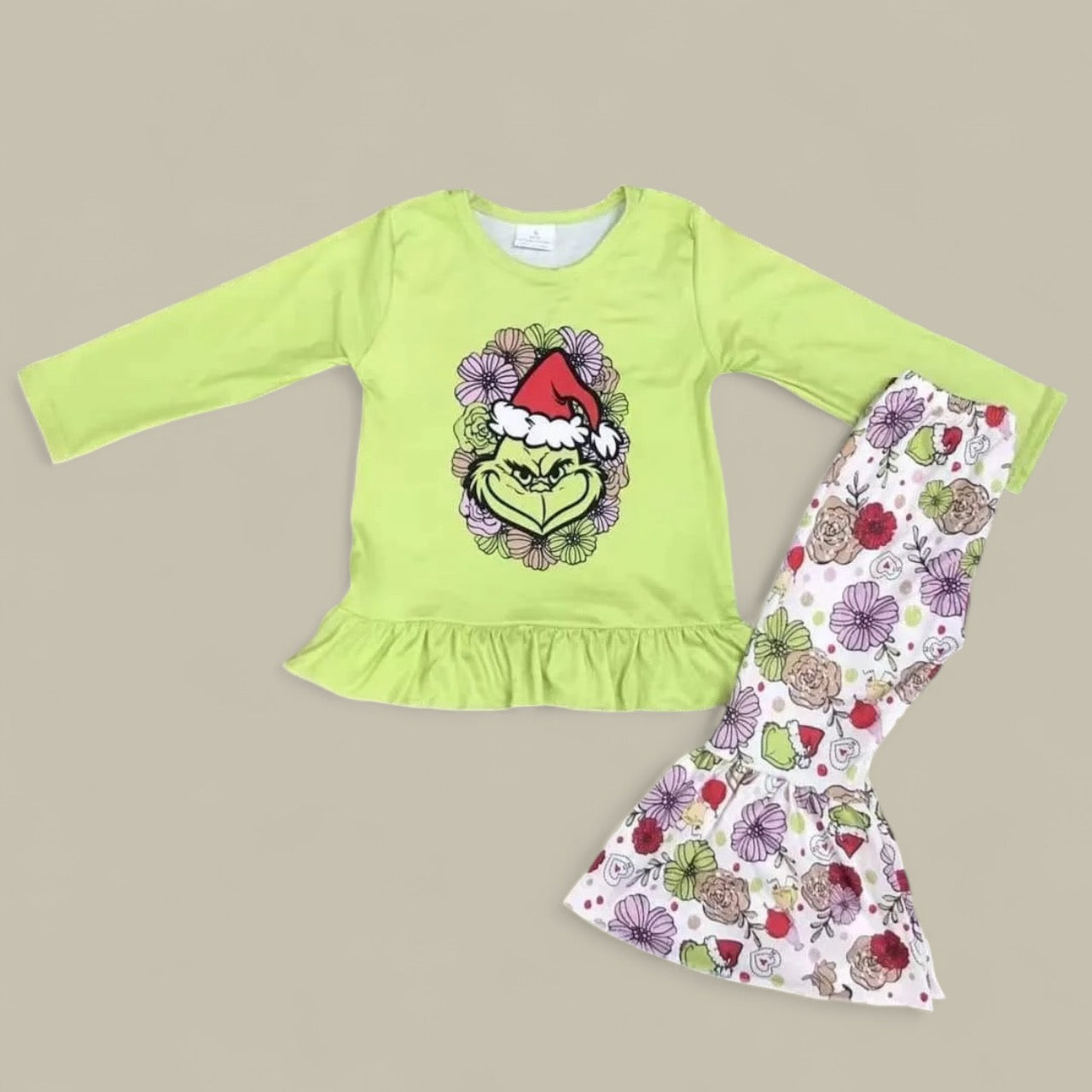 G*r*i*n*c*h* Green Top & Grinch & Flower Bell Bottoms