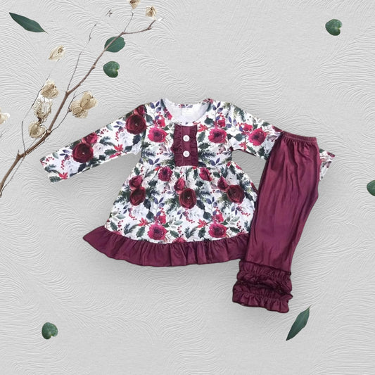 Floral Top and Maroon Pants