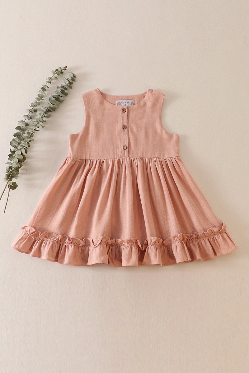 Blush Ruffle Linen Dress