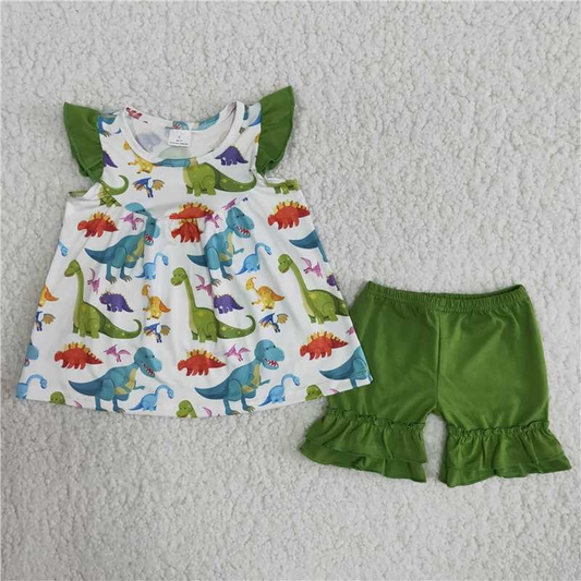 Dinosaur Top & Green Shorts