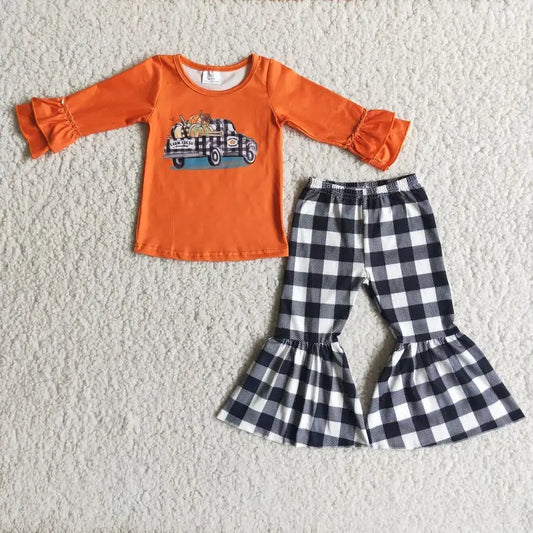 Orange Top and Plaid Pants