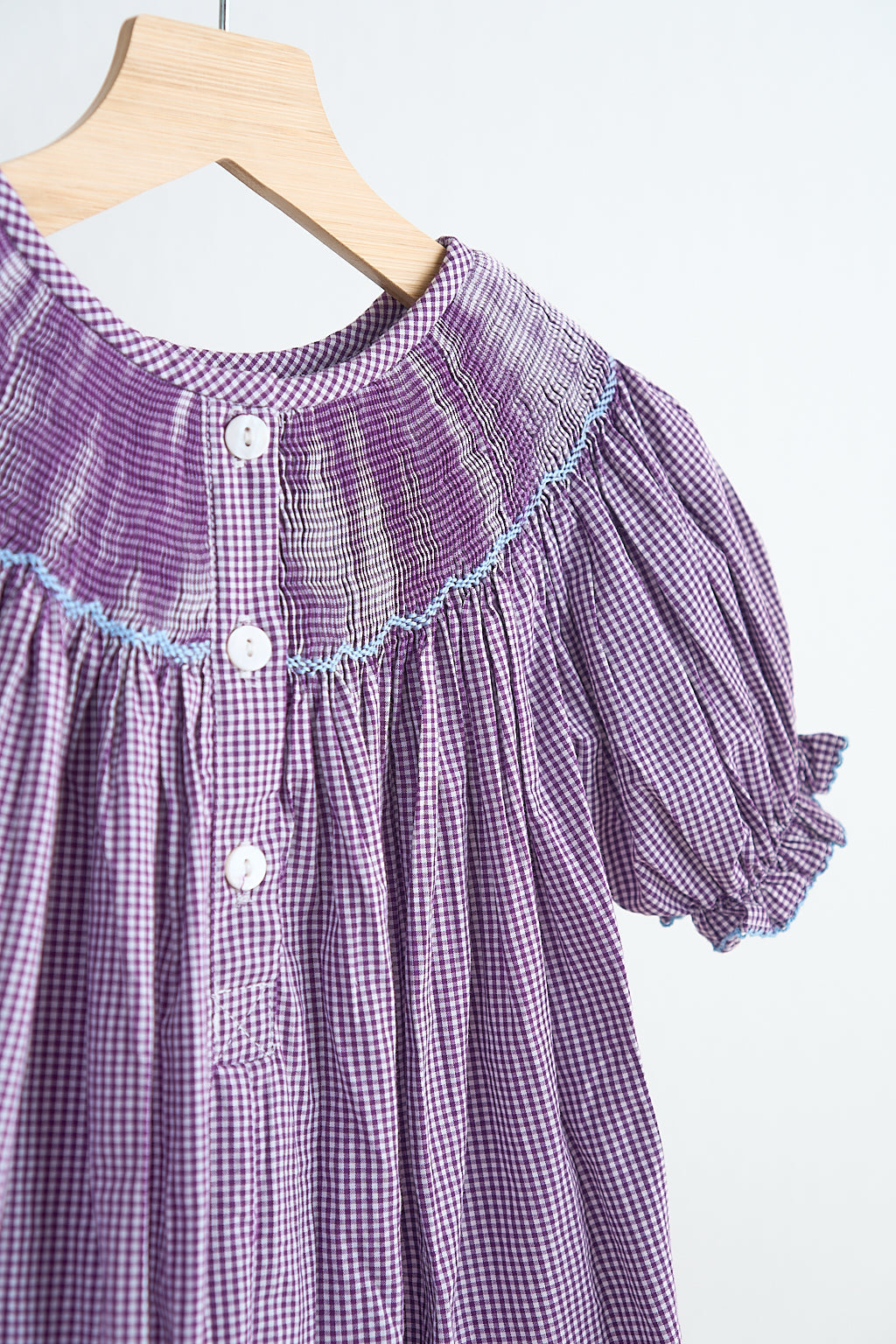 F*r*o*z*e*n* Purple castle hand smocked gingham dress