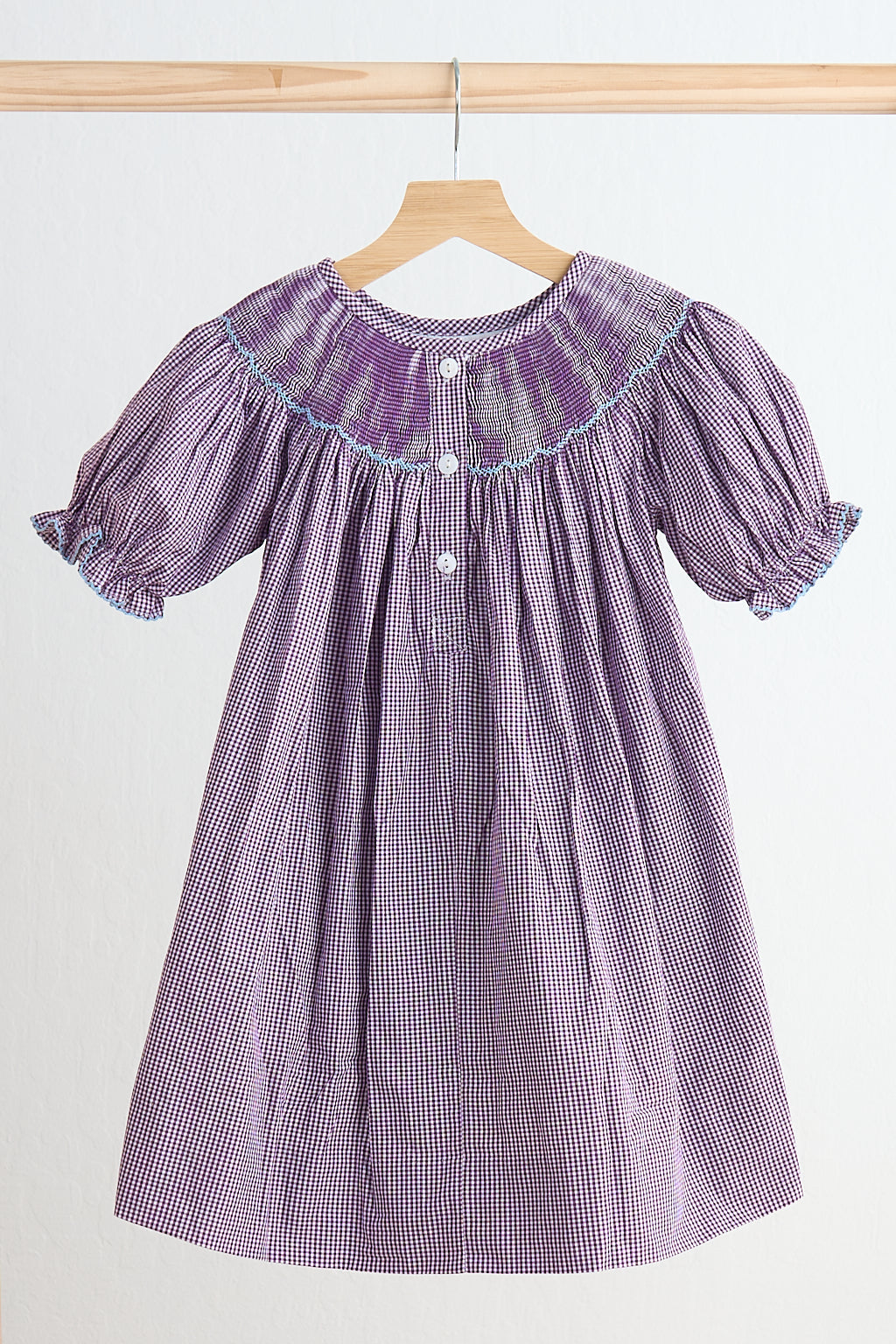 F*r*o*z*e*n* Purple castle hand smocked gingham dress