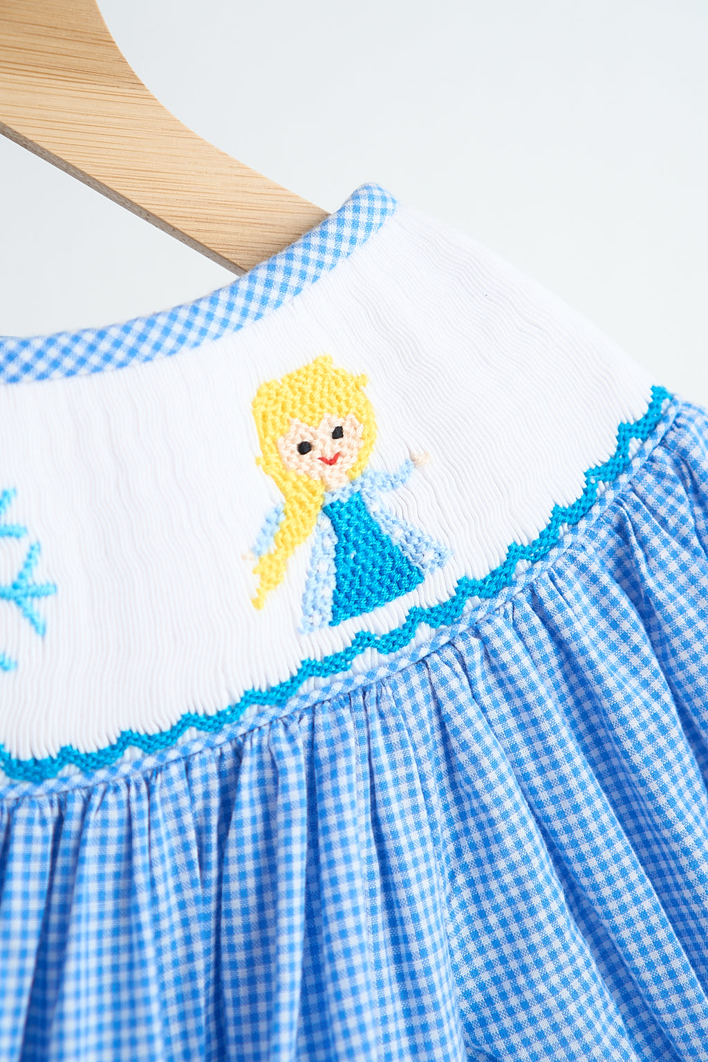 F*r*o*z*e*n* Blue snow princess hand smocked gingham dress