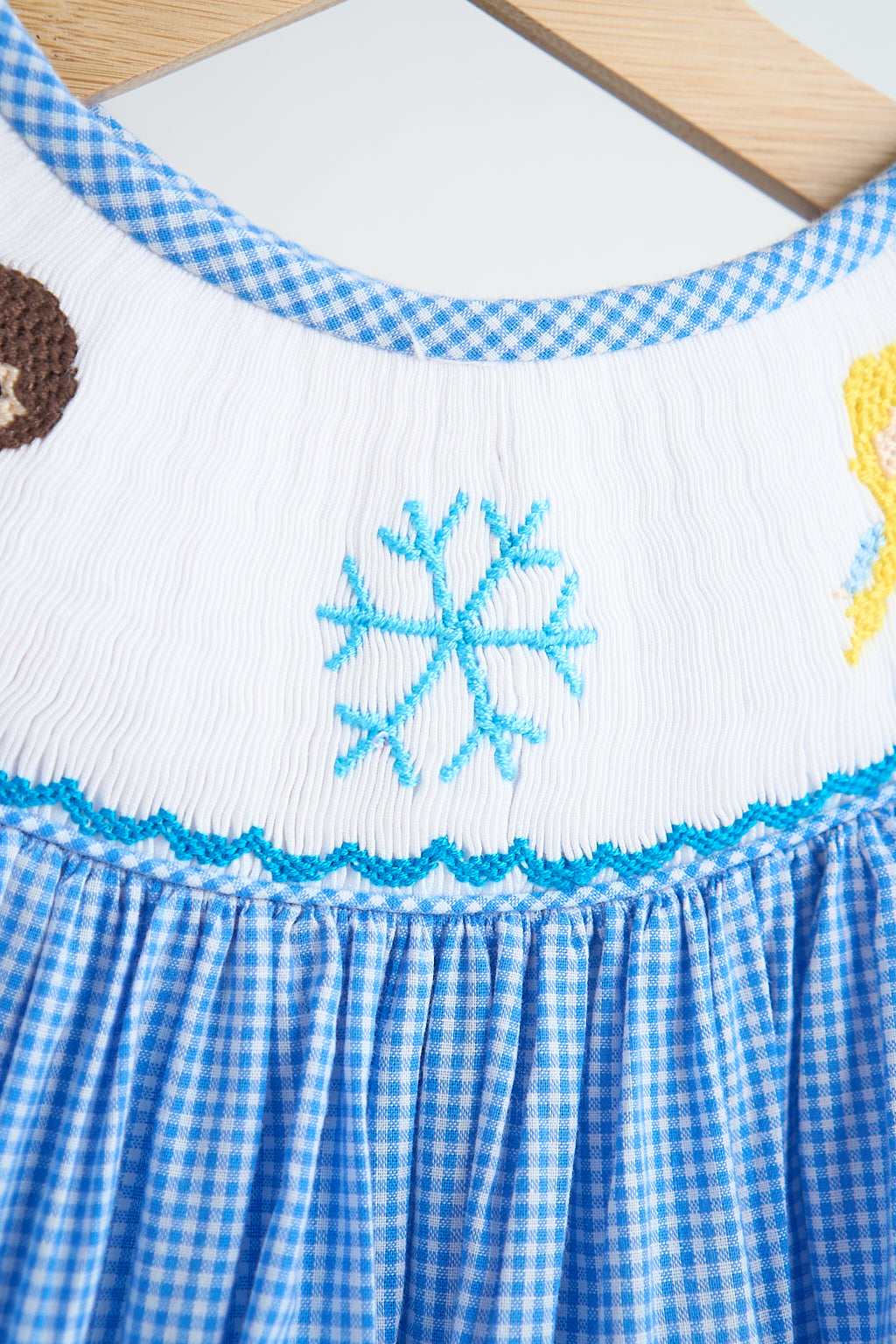 F*r*o*z*e*n* Blue snow princess hand smocked gingham dress