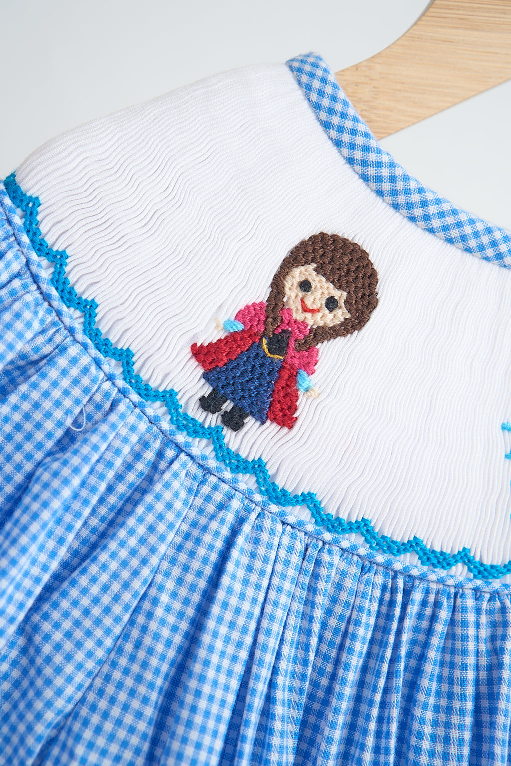 F*r*o*z*e*n* Blue snow princess hand smocked gingham dress