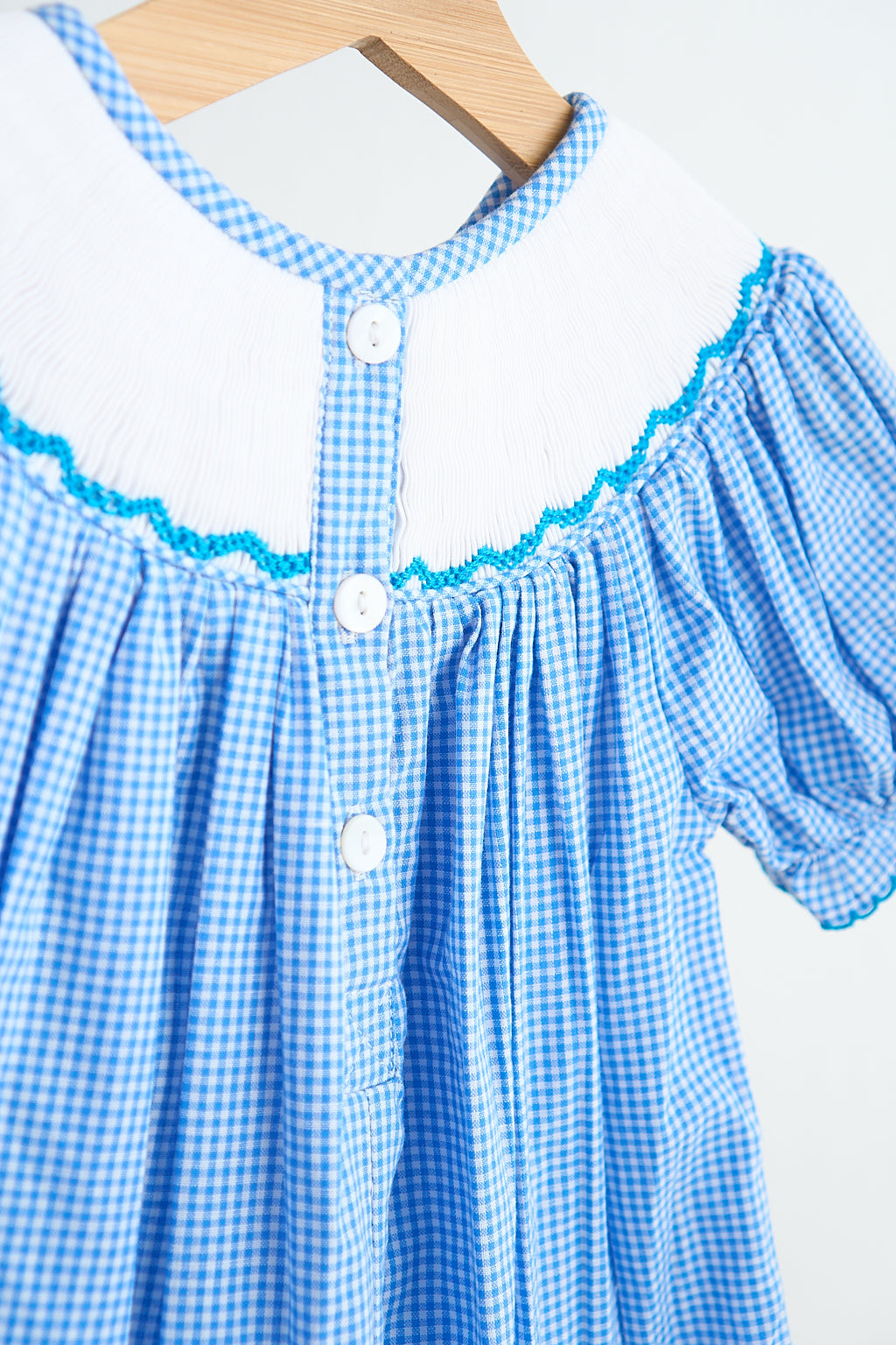 F*r*o*z*e*n* Blue snow princess hand smocked gingham girl romper