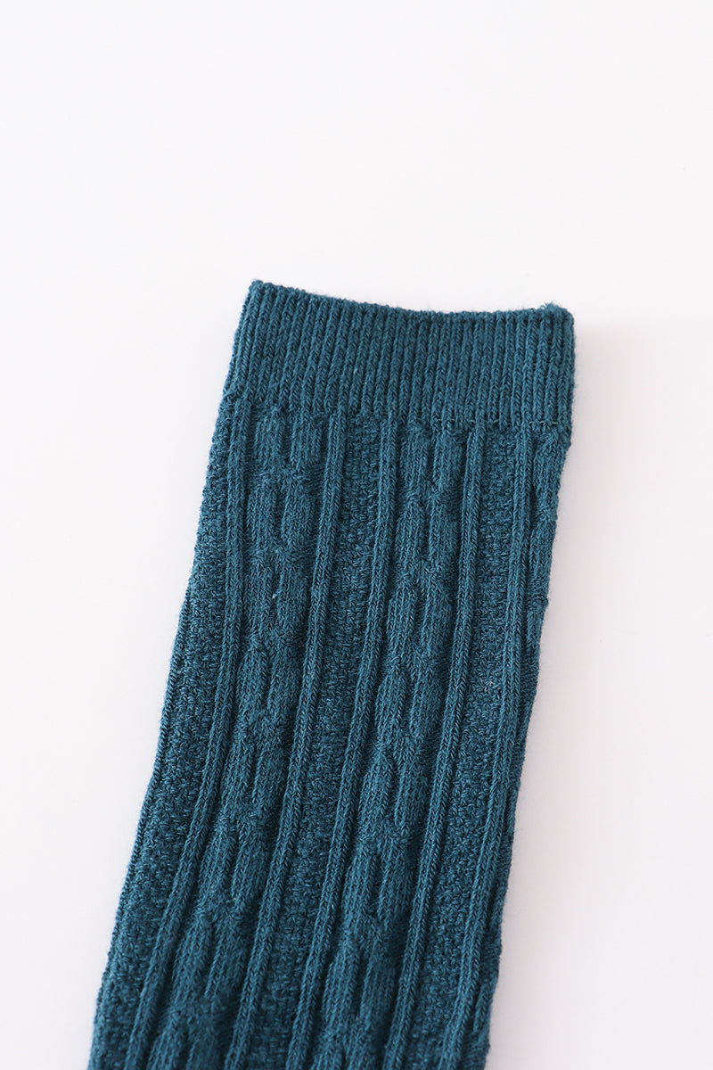 Teal knit knee high sock