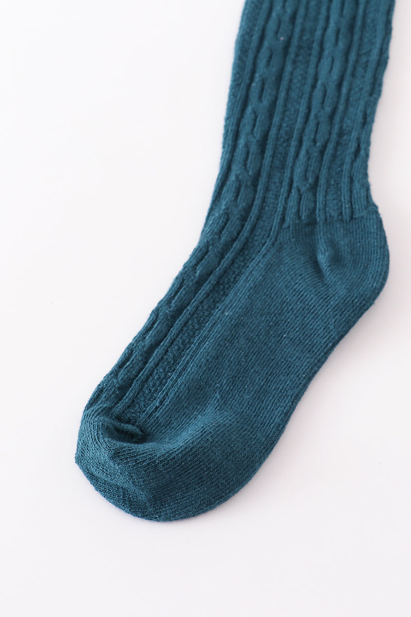 Teal knit knee high sock