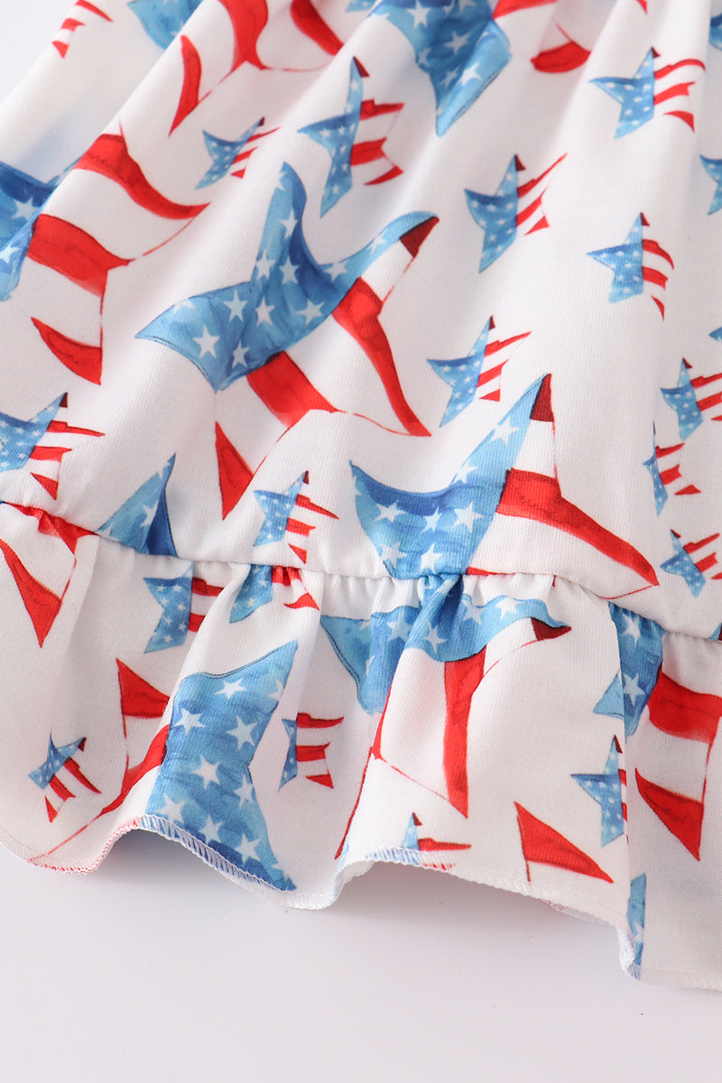 Red patriotic star flag print baby set