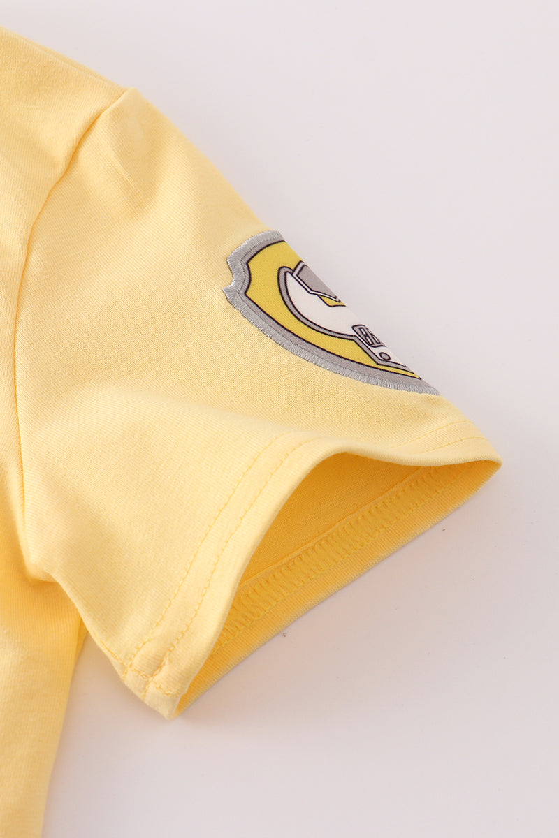 P*a*w**P*a*t*r*o*l* Yellow character applique boy top