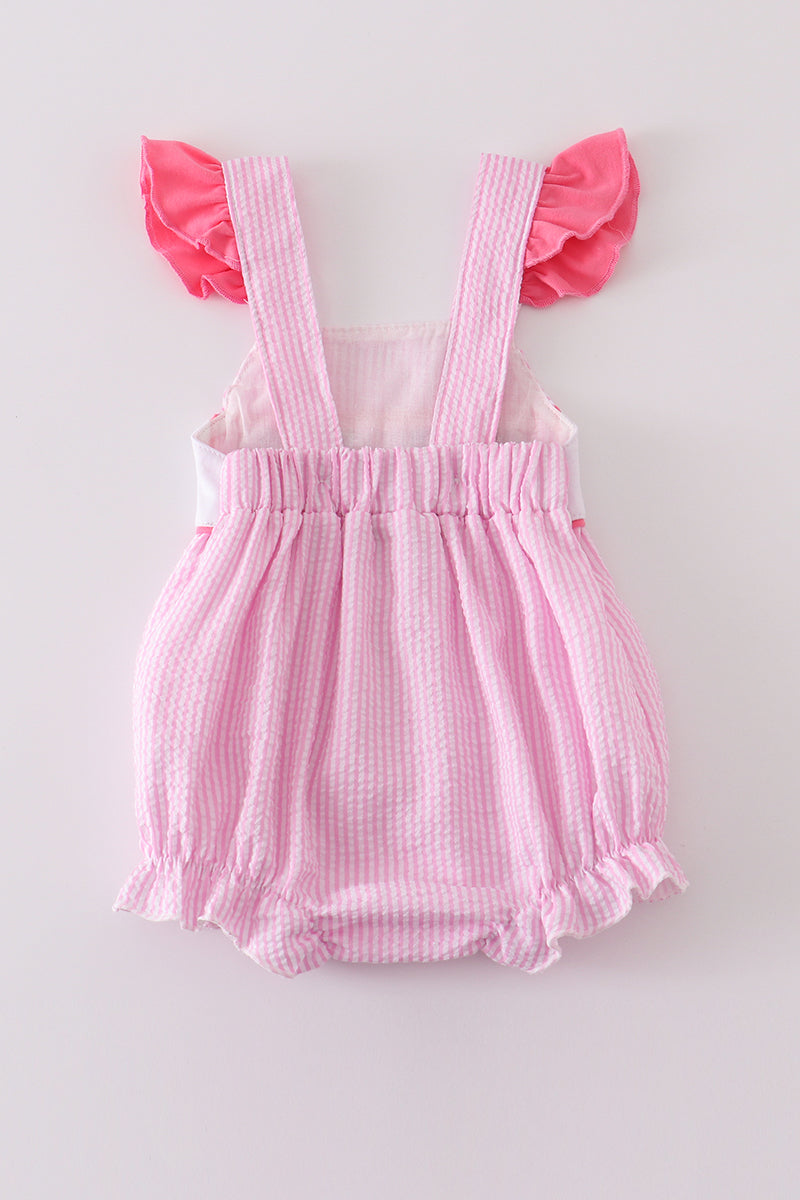 Pink seersucker Character embroidery ruffle bubble *P*a*w**P*a*t*r*o*l