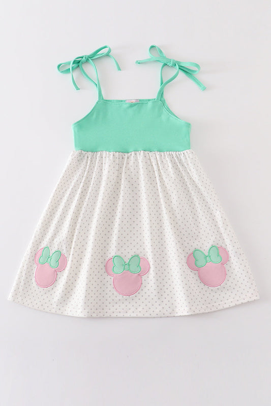 M*i*n*n*i*e* Green character applique strap dress