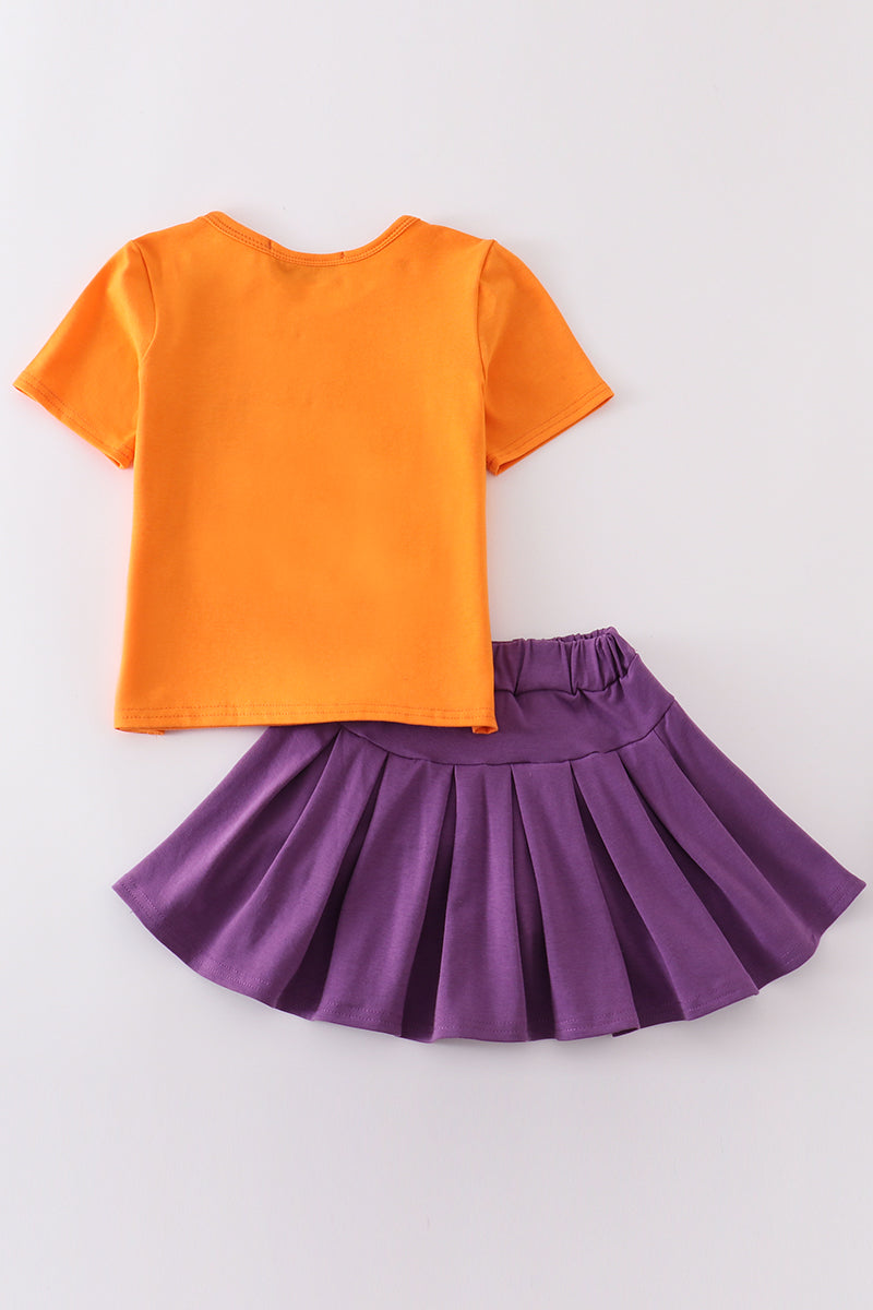 C*l*e*m*s*o*n* Orange glitter applique skort set