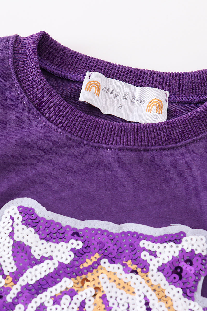 L*S*U* Purple tiger sequin sweatshirt mom & me