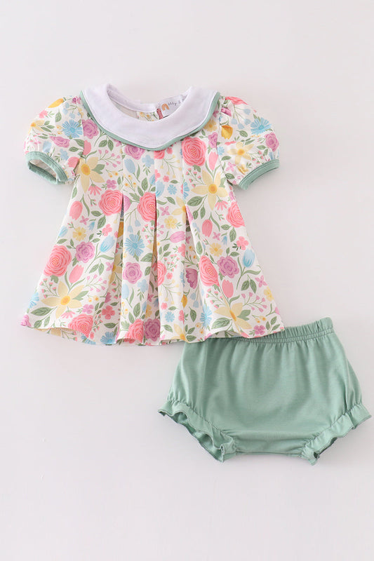 Floral print baby girl set