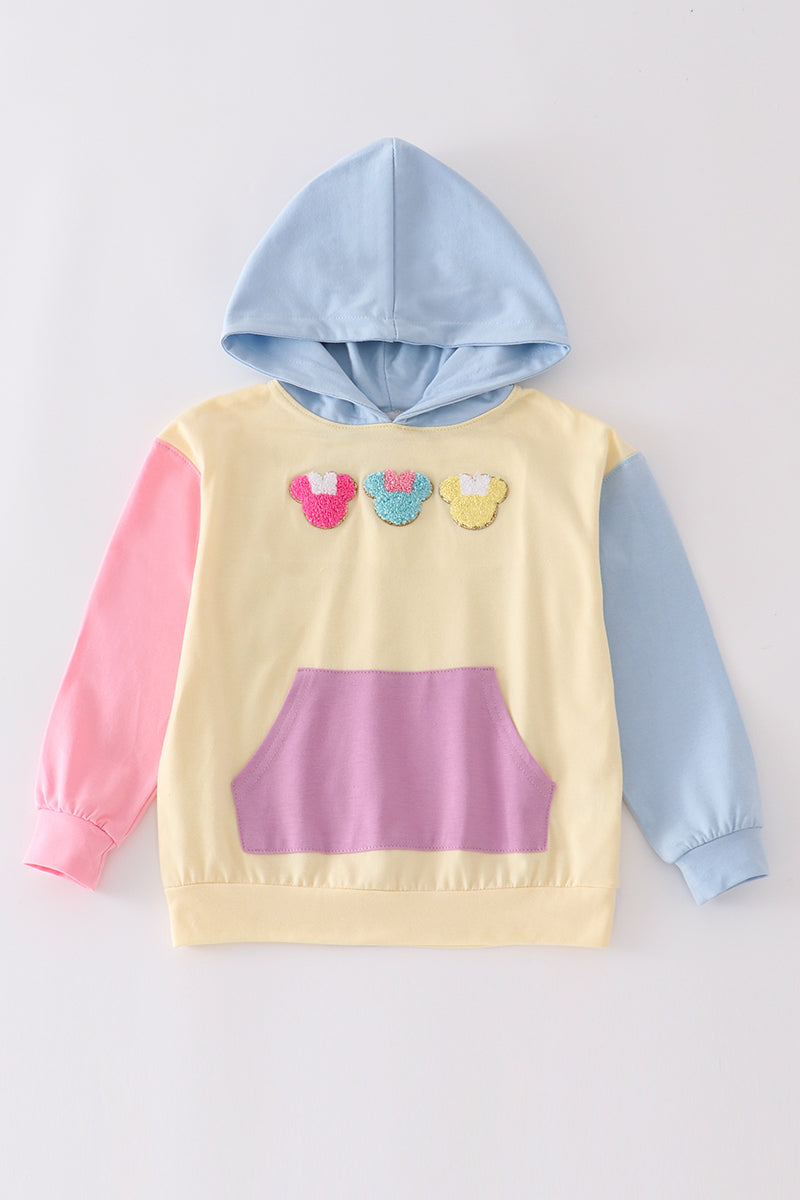 M*i*n*n*i*e* Color blocked character french knot mom & me hoodie top