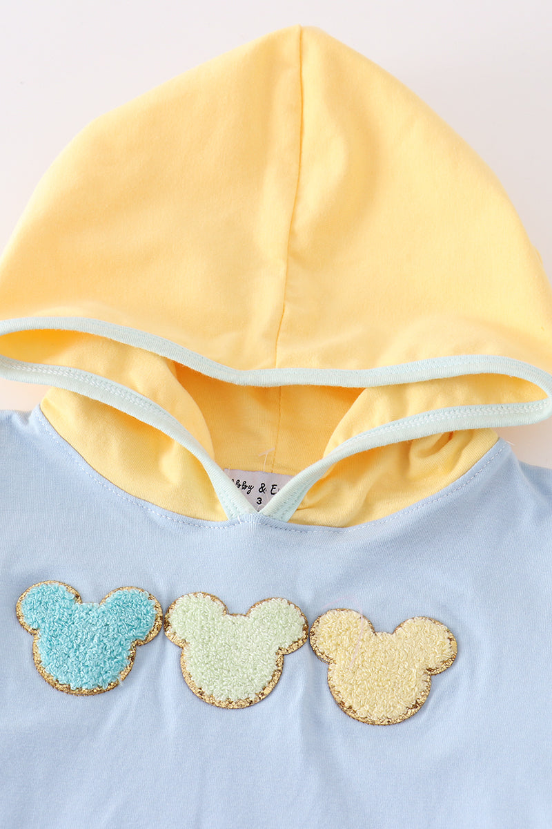 M*i*c*k*e*y* Color blocked character french knot boy hoodie set