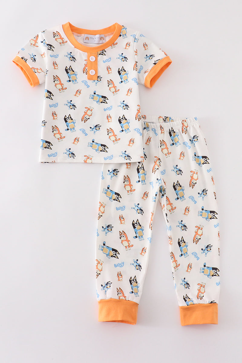 Orange character boy pajamas set *B*l*u*e*y*