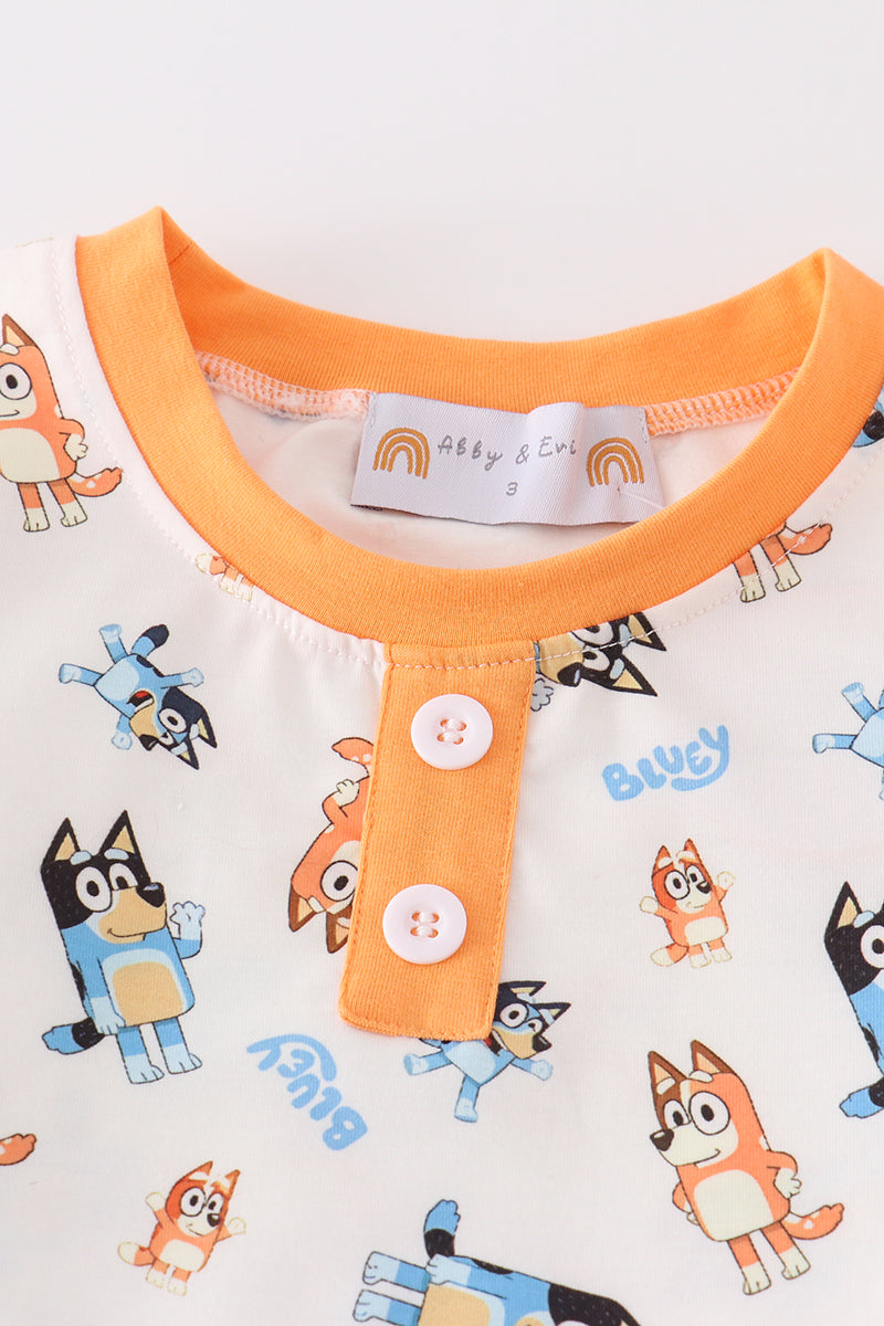 Orange character boy pajamas set *B*l*u*e*y*