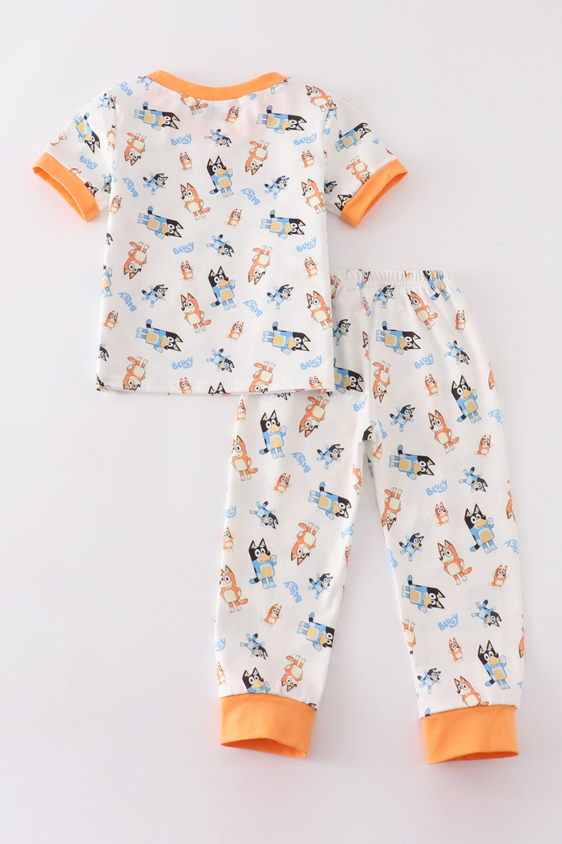 Orange character boy pajamas set *B*l*u*e*y*